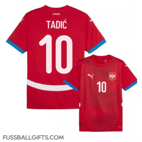 Serbien Dusan Tadic #10 Fußballbekleidung Heimtrikot EM 2024 Kurzarm